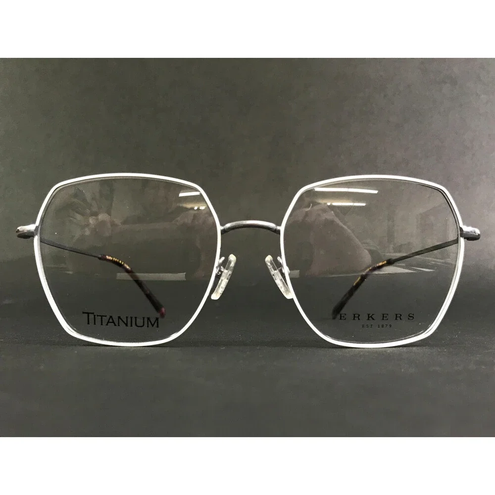 Erkers Eyeglasses Frames BROOKE Silver White Purple Hexagonal Titanium 53-18-145